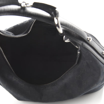 Gucci Monogram Medium Horsebit Chain Hobo Black 5 of 10