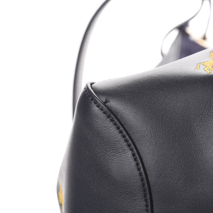 Chloe Smooth Calfskin Little Horses Embroidered Tao Zipped Tote Full Blue 10 of 10