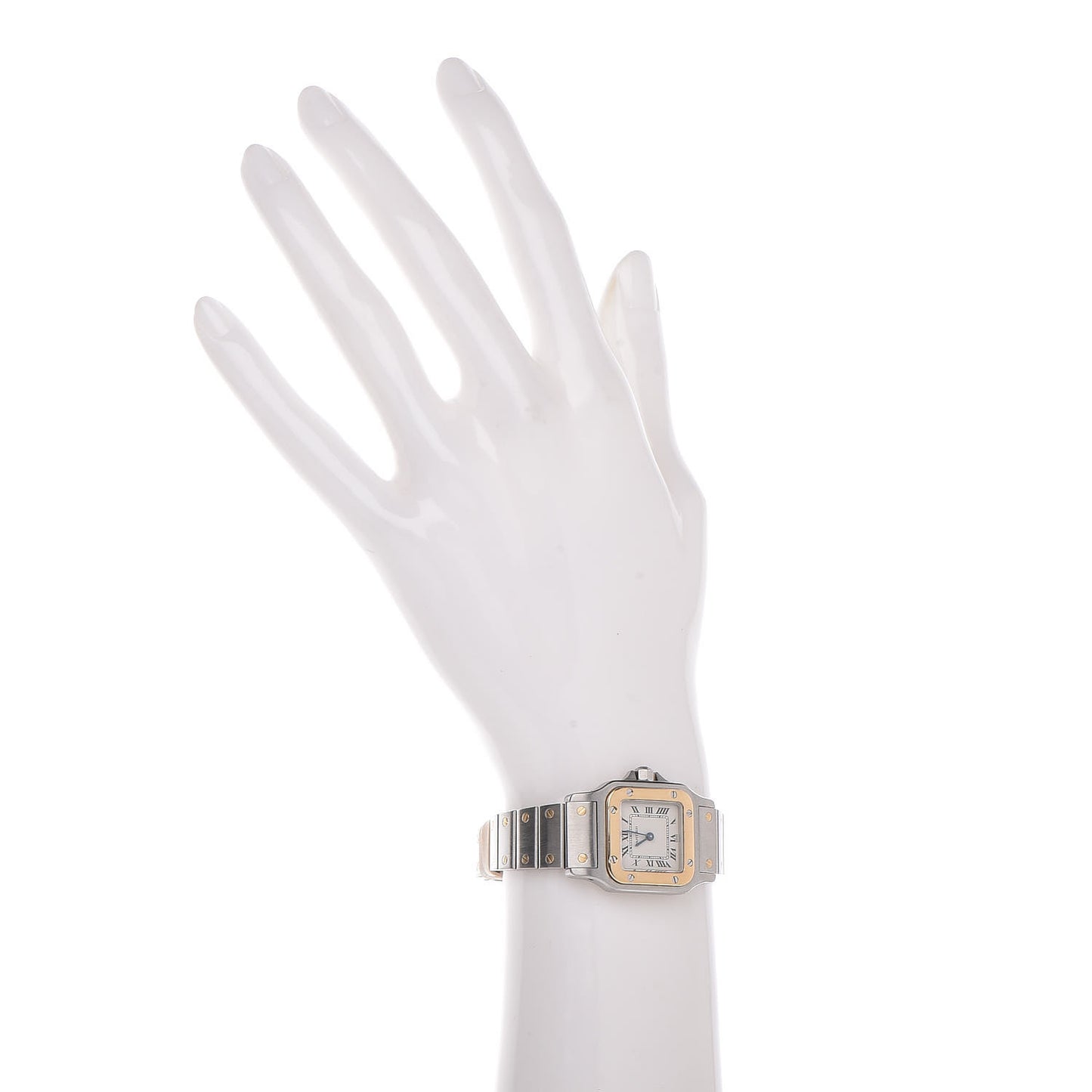 Stainless Steel 18K Yellow Gold 24mm Santos De Cartier Galbee Quartz Watch