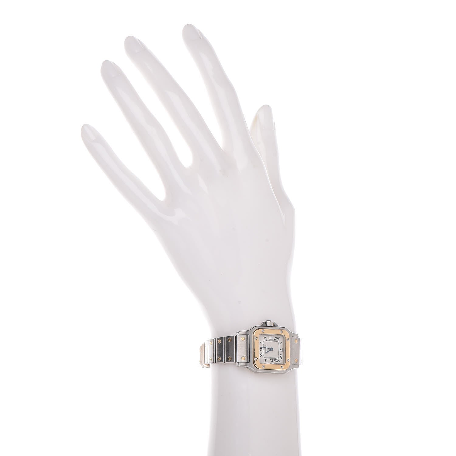 Cartier Stainless Steel 18K Yellow Gold 24mm Santos De Cartier Galbee Quartz Watch 2 of 6