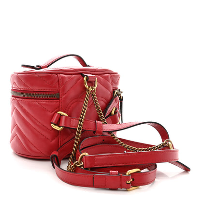 Gucci Calfskin Matelasse Mini GG Marmont Round Backpack Hibiscus Red 3 of 11