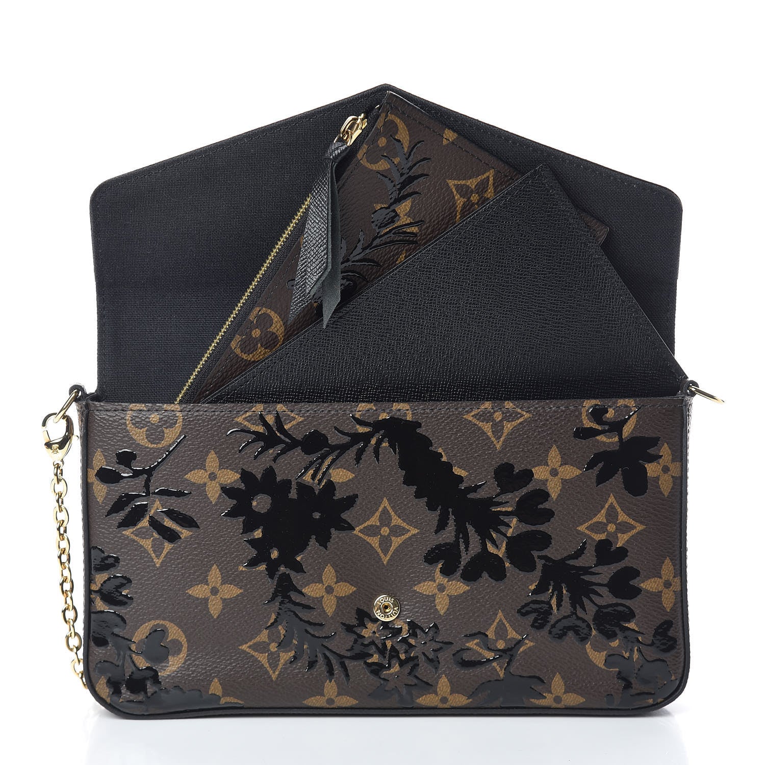 Louis Vuitton Monogram Blossom Pochette Felicie Chain Wallet Black 9 of 13