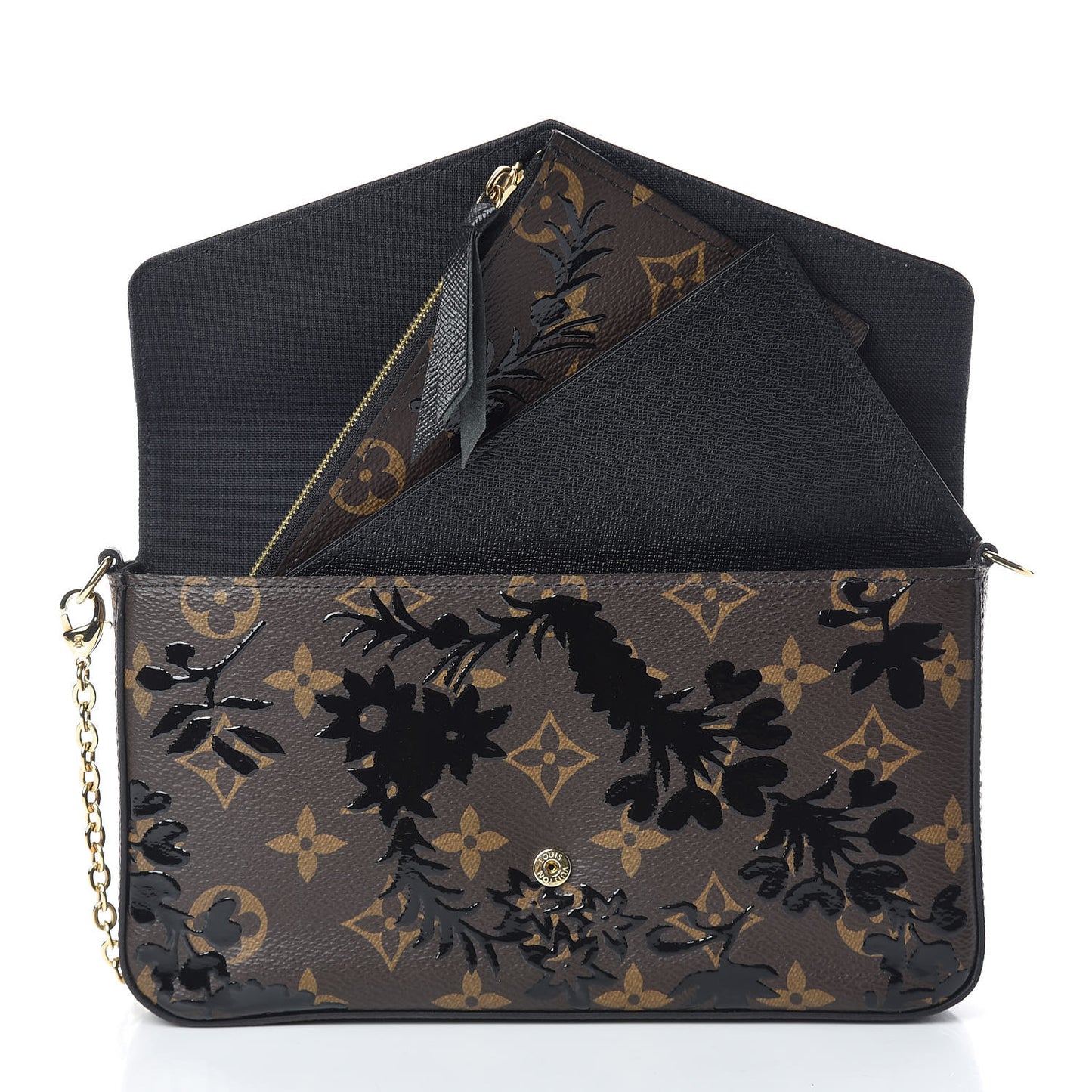 Monogram Blossom Pochette Felicie Chain Wallet Black