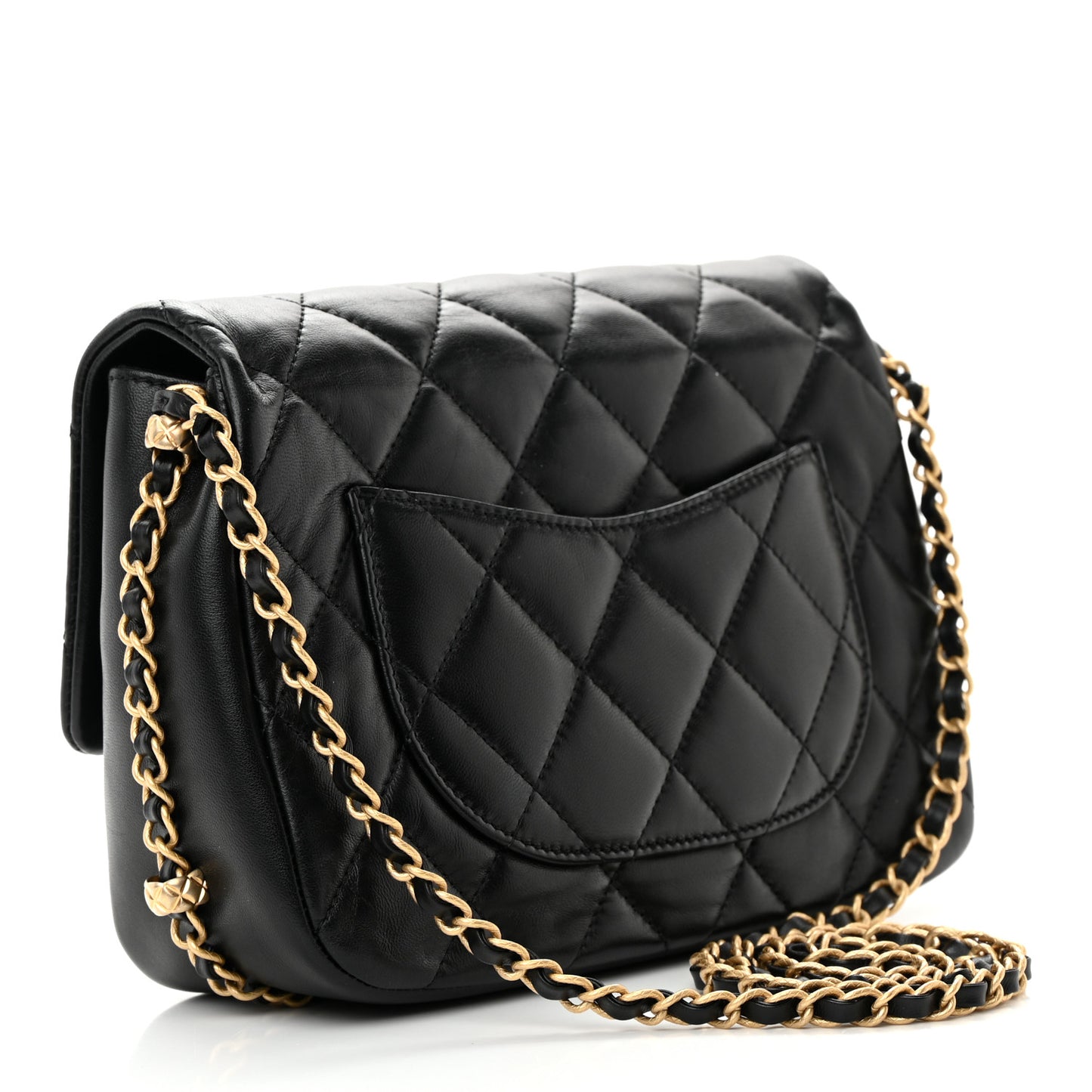 Lambskin Quilted Large CC Chain Flap Black