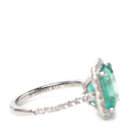 Tiffany Platinum Diamond Colombian Emerald Cocktail Ring 54 7 5 of 5