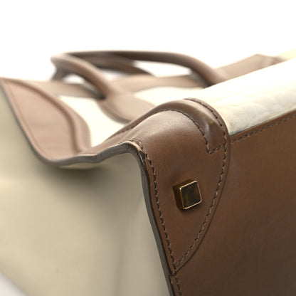 Celine Smooth Calfskin Shrunken Lambskin Mini Tri-Color Luggage Chalk 9 of 16