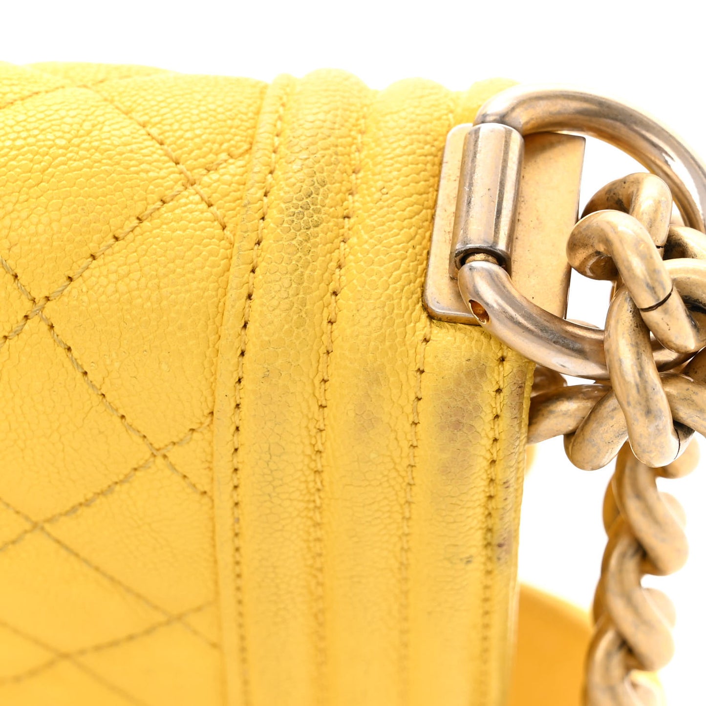 Caviar Quilted Small Boy Flap Yellow