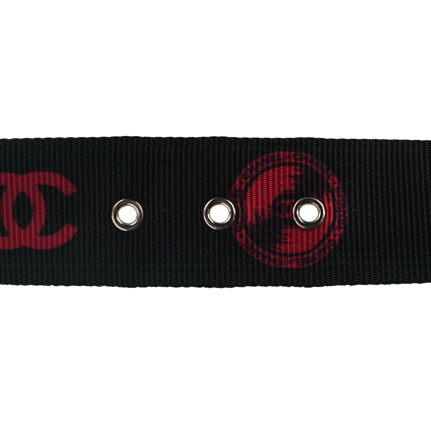 Chanel Canvas CC Logo Record Belt 70 28 70 28 Black Red 3 of 5