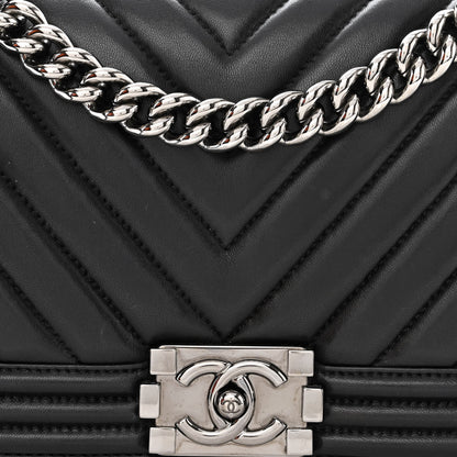 Chanel Lambskin Chevron Quilted Medium Boy Flap Black 8 of 14