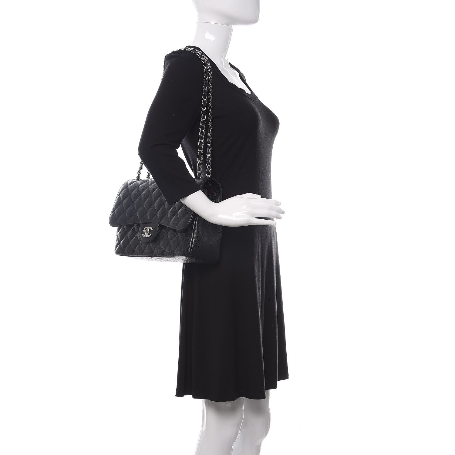 Chanel Caviar Quilted Jumbo Double Flap Black 2 of 10