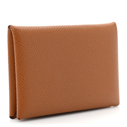 Hermes Epsom Calvi Card Case Gold 3 of 12