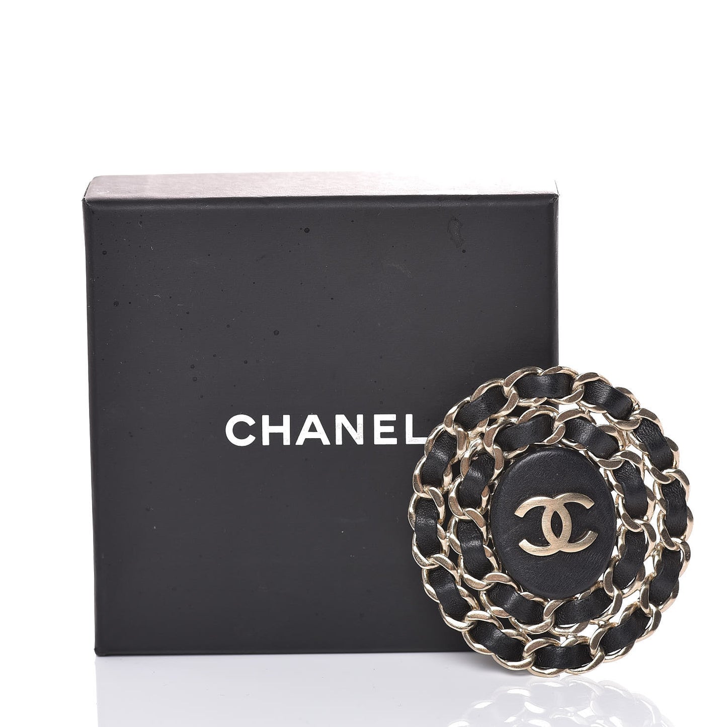 Lambskin CC Brooch Black Gold