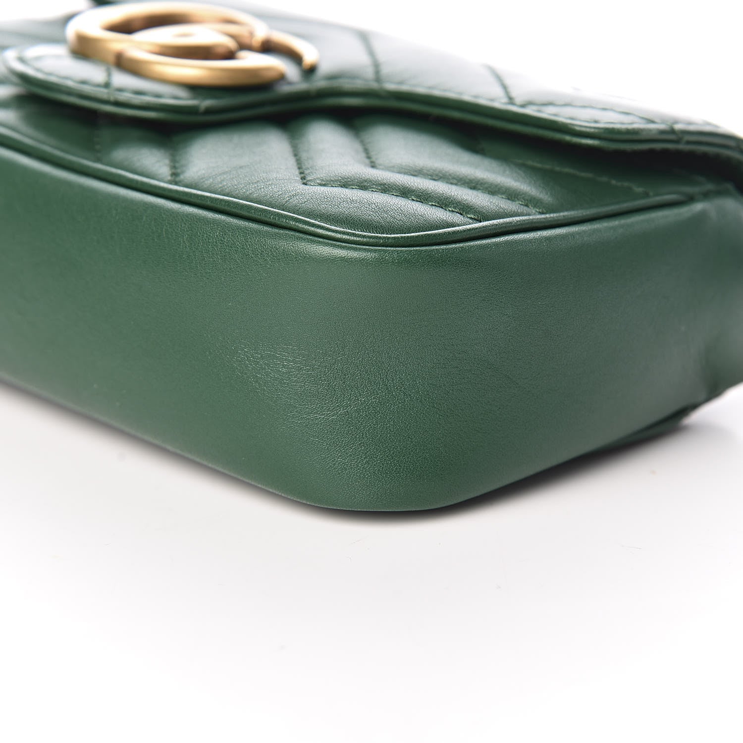 Gucci Calfskin Matelasse Super Mini GG Marmont Shoulder Bag Emerald Green 9 of 9