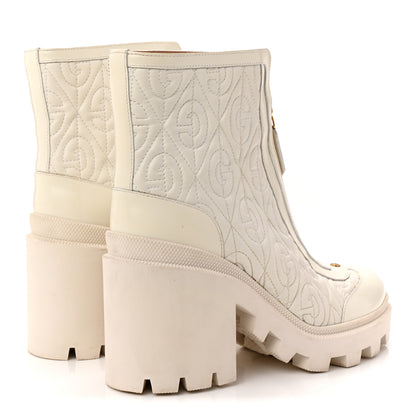 Gucci Calfskin Nappa Rhombus Quilted Trip Ankle Boots 39.5 Great White 4 of 11