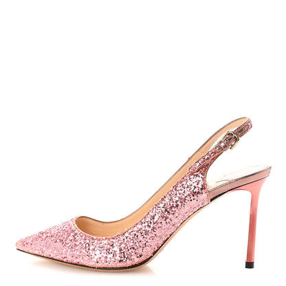 Jimmy Choo Galatica Glitter Fabric Erin 85 Slingback Pump 36 Candyfloss 1 of 9