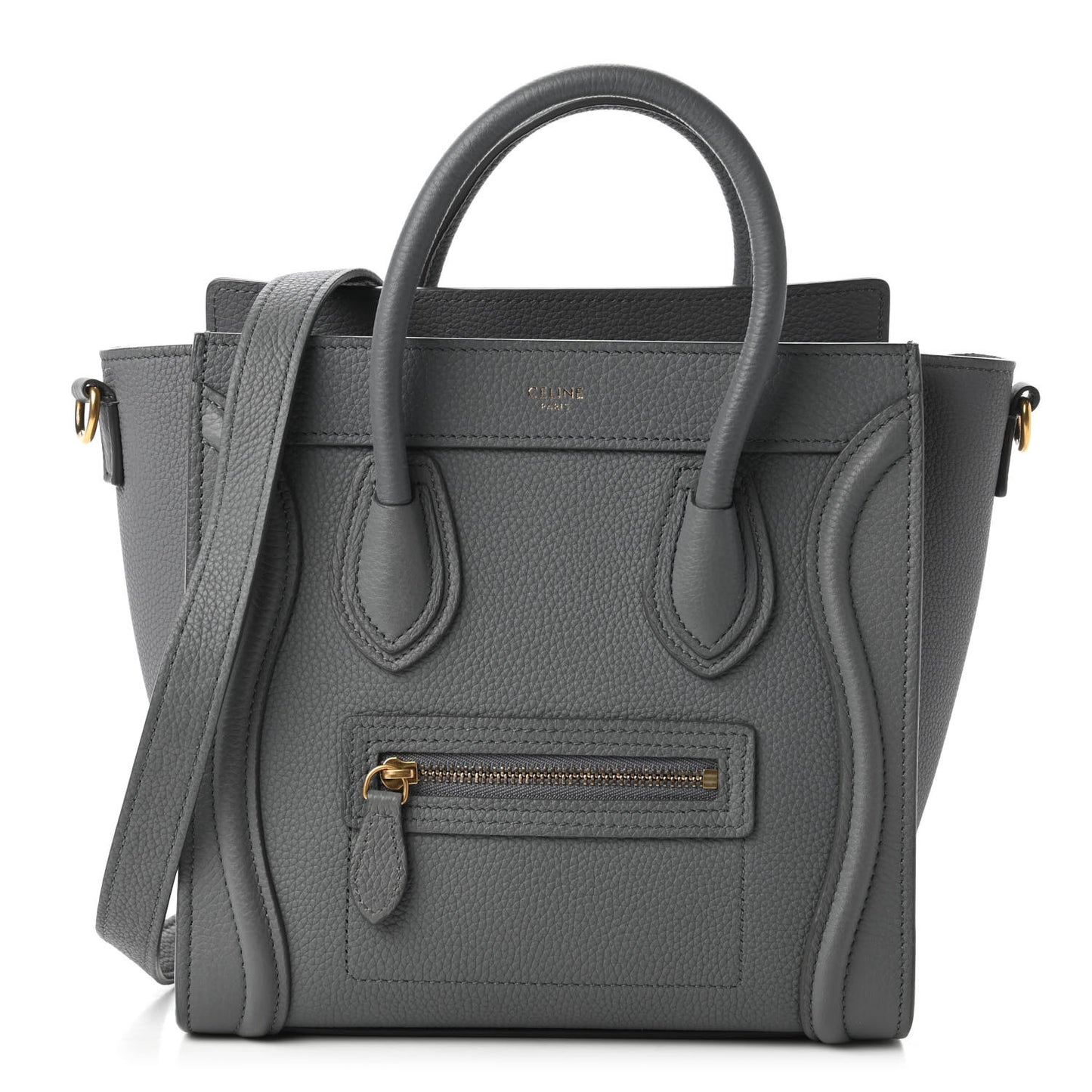 Baby Drummed Calfskin Nano Luggage Kohl