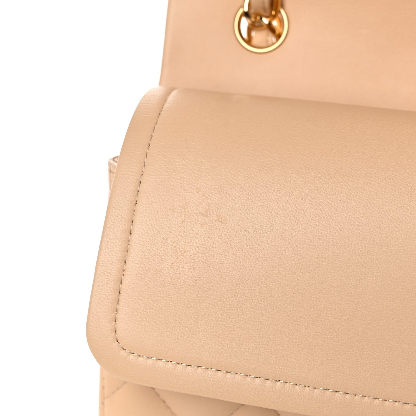 Lambskin Quilted Jumbo Double Flap Beige