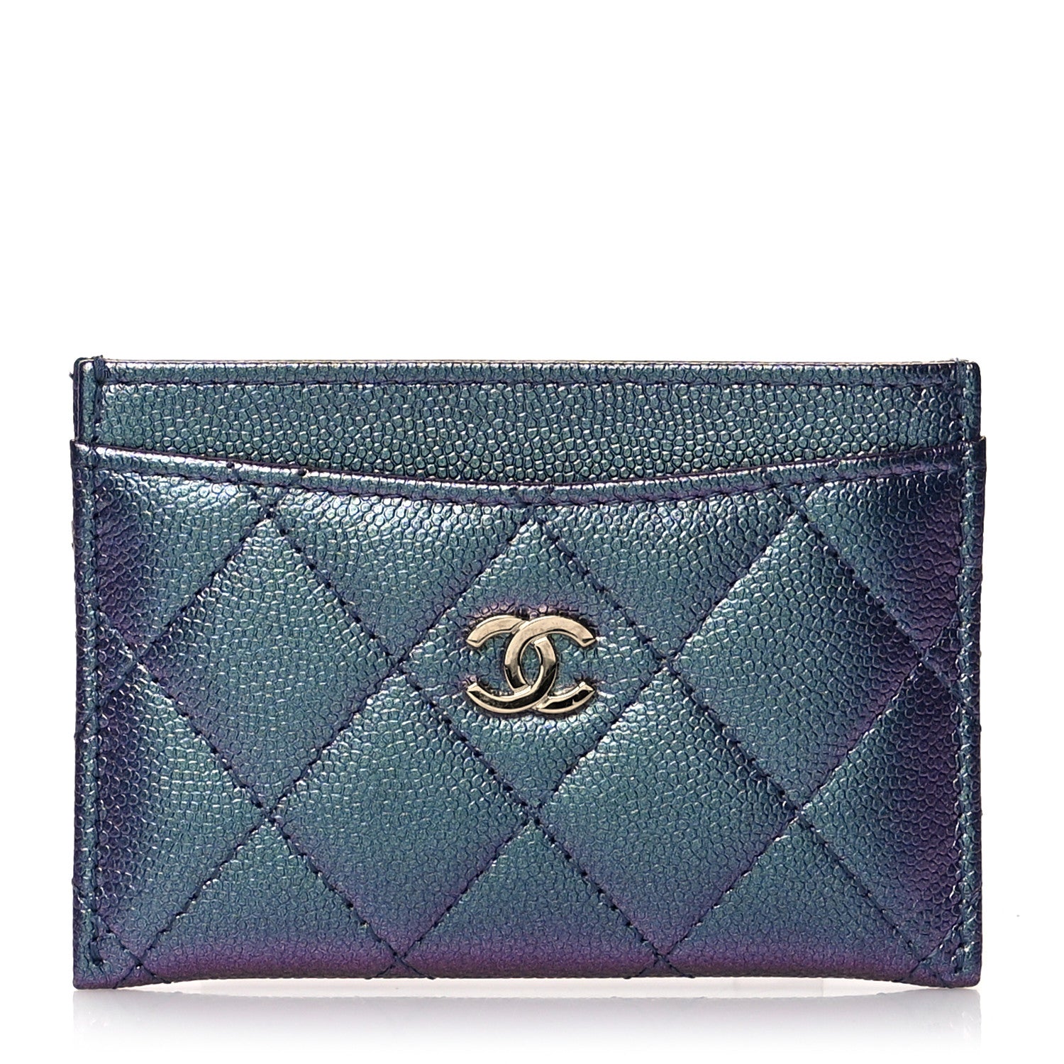 Chanel Iridescent Caviar Quilted Card Holder Dark Blue 1 of 9