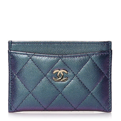 Chanel Iridescent Caviar Quilted Card Holder Dark Blue 1 of 9