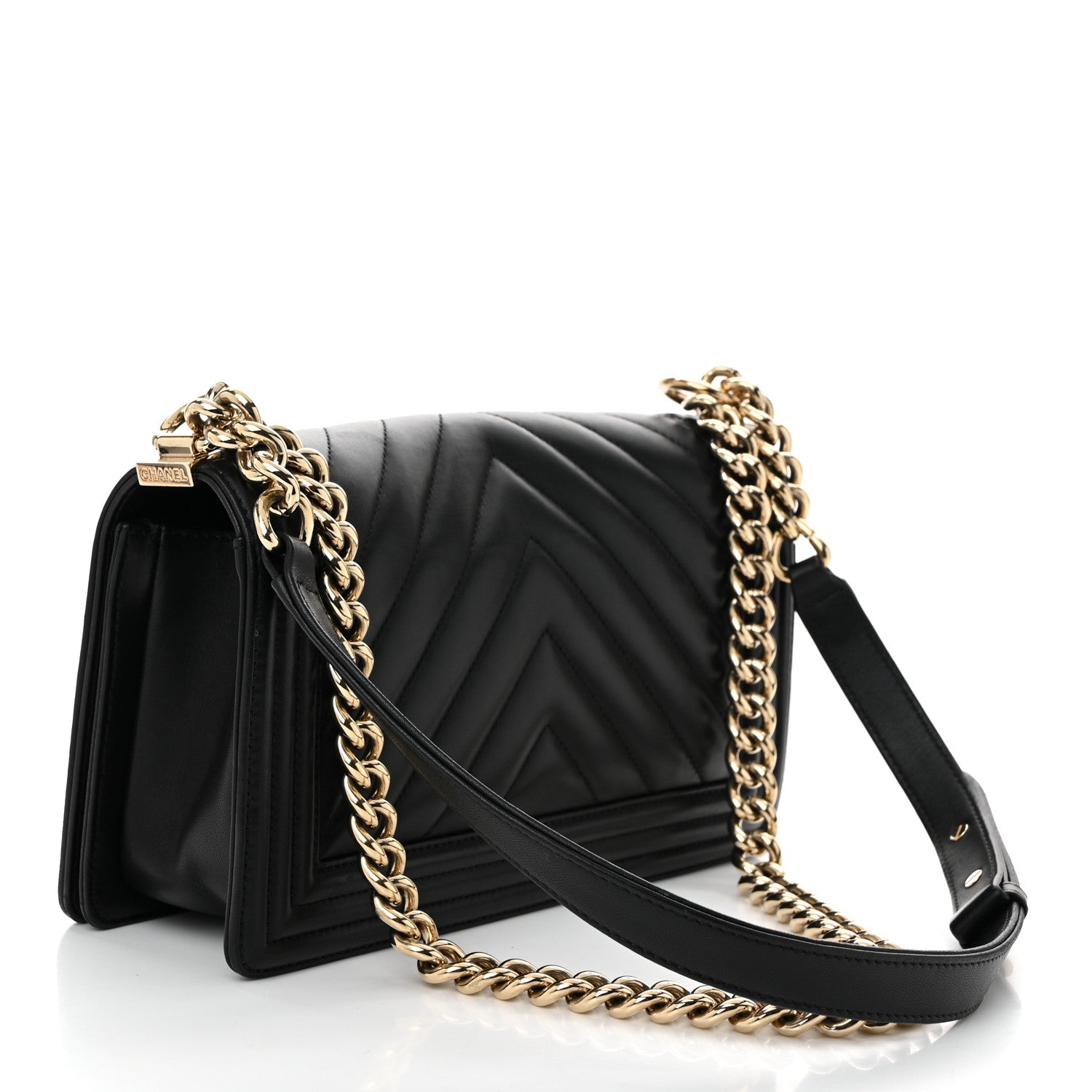 Chanel Lambskin Chevron Quilted Medium Boy Flap Black 3 of 11