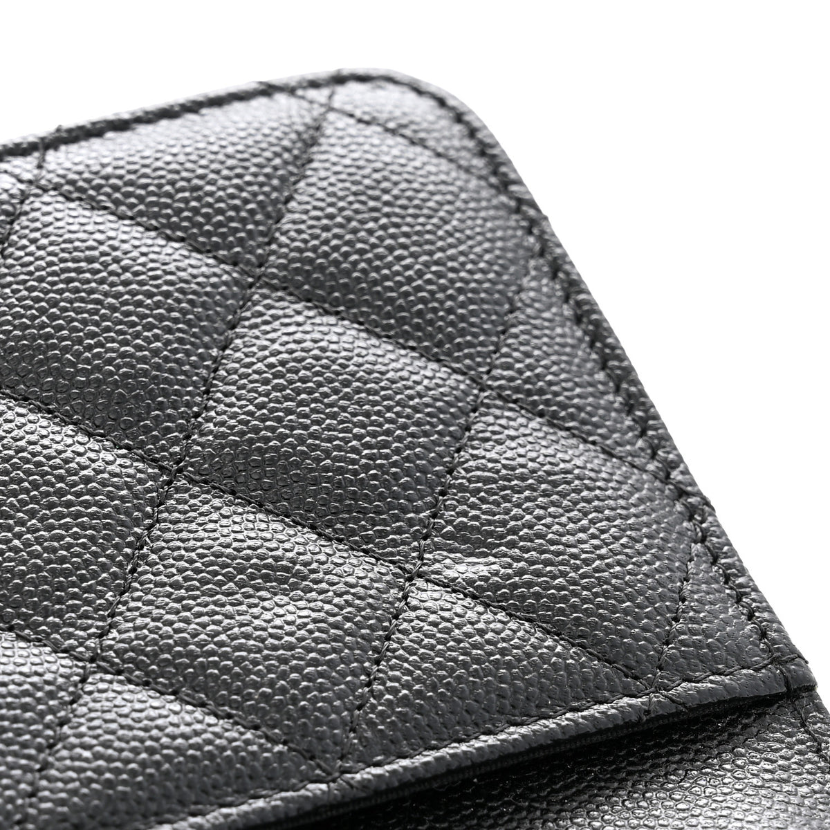 Caviar Quilted Golden Class Wallet On Chain WOC Black
