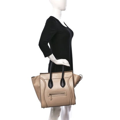 Celine Satin Calfskin Mini Bi-Color Luggage Powder Black 2 of 14