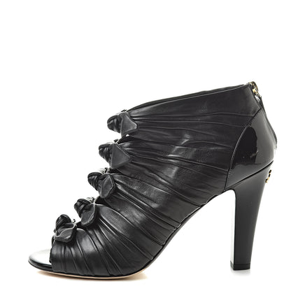 Chanel Lambskin Patent Bows Short Boots 40 Black 1 of 9