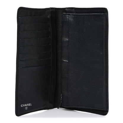 Chanel Goatskin Camellia Embossed Yen Wallet Black 5 of 8