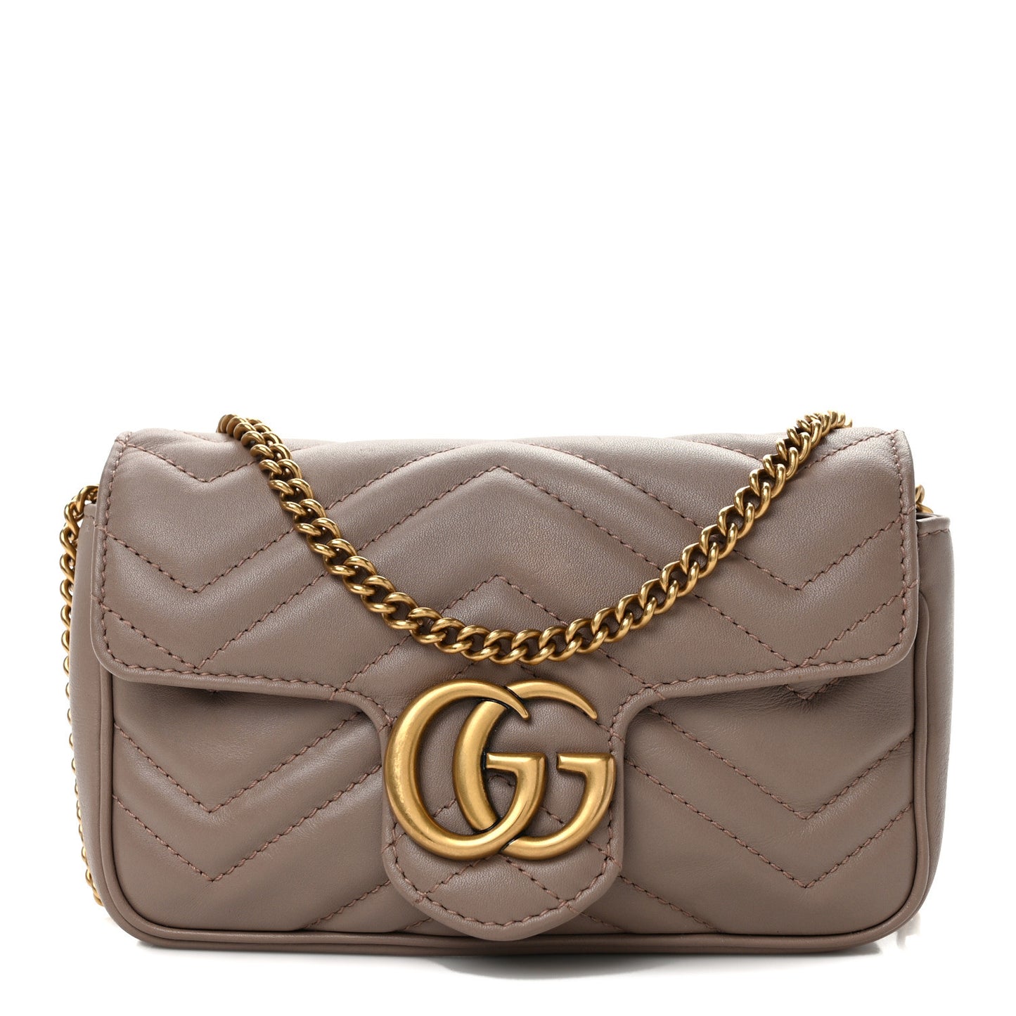 Calfskin Matelasse Super Mini GG Marmont Shoulder Bag Porcelain Rose