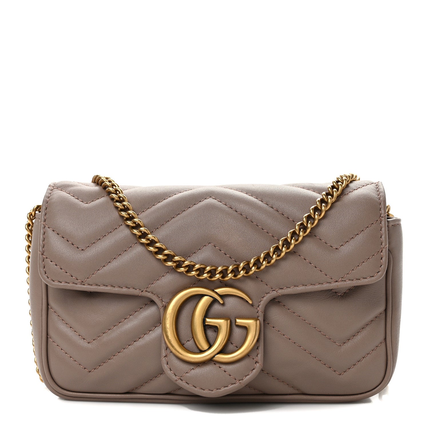 Gucci Calfskin Matelasse Super Mini GG Marmont Shoulder Bag Porcelain Rose 1 of 12