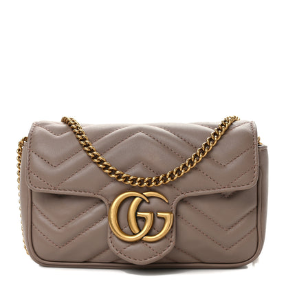 Gucci Calfskin Matelasse Super Mini GG Marmont Shoulder Bag Porcelain Rose 1 of 12