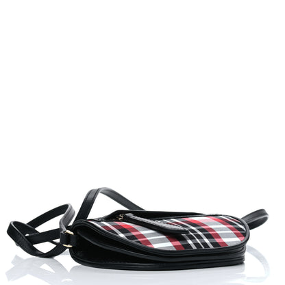 Burberry Calfskin Nylon Tartan Micro Olympia Card Case Bright Red 3 of 9