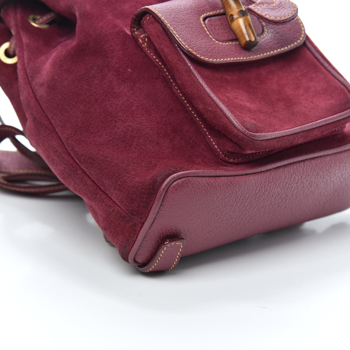 Suede Calfskin Bamboo Backpack Purple