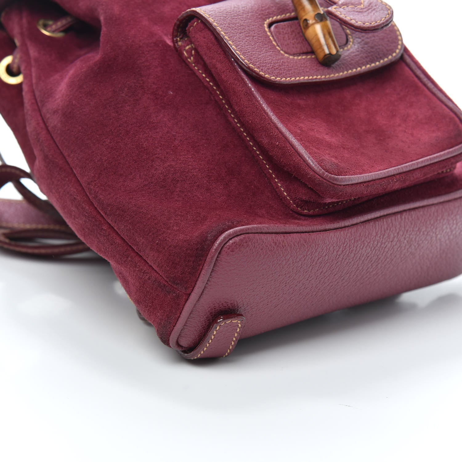 Gucci Suede Calfskin Bamboo Backpack Purple 8 of 9