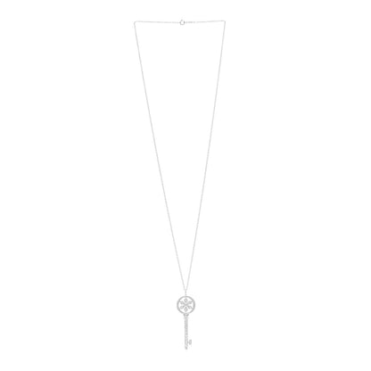 Tiffany Platinum 18K White Gold Diamond Daisy Key Pendant Necklace 3 of 5