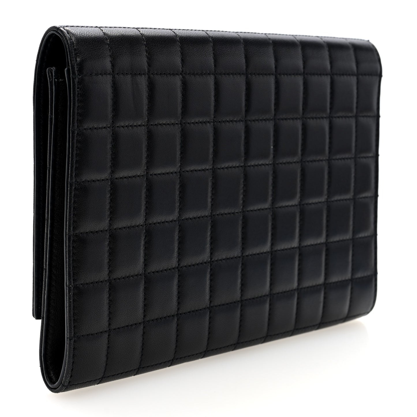 Lambskin Carre Quilted Cassandre Pouch Clutch Black