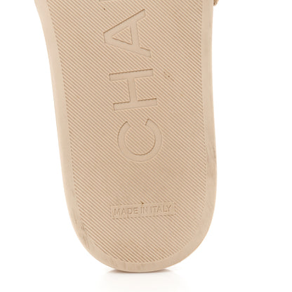 Chanel Canvas Chain Flat Sandals 38 Beige 6 of 8