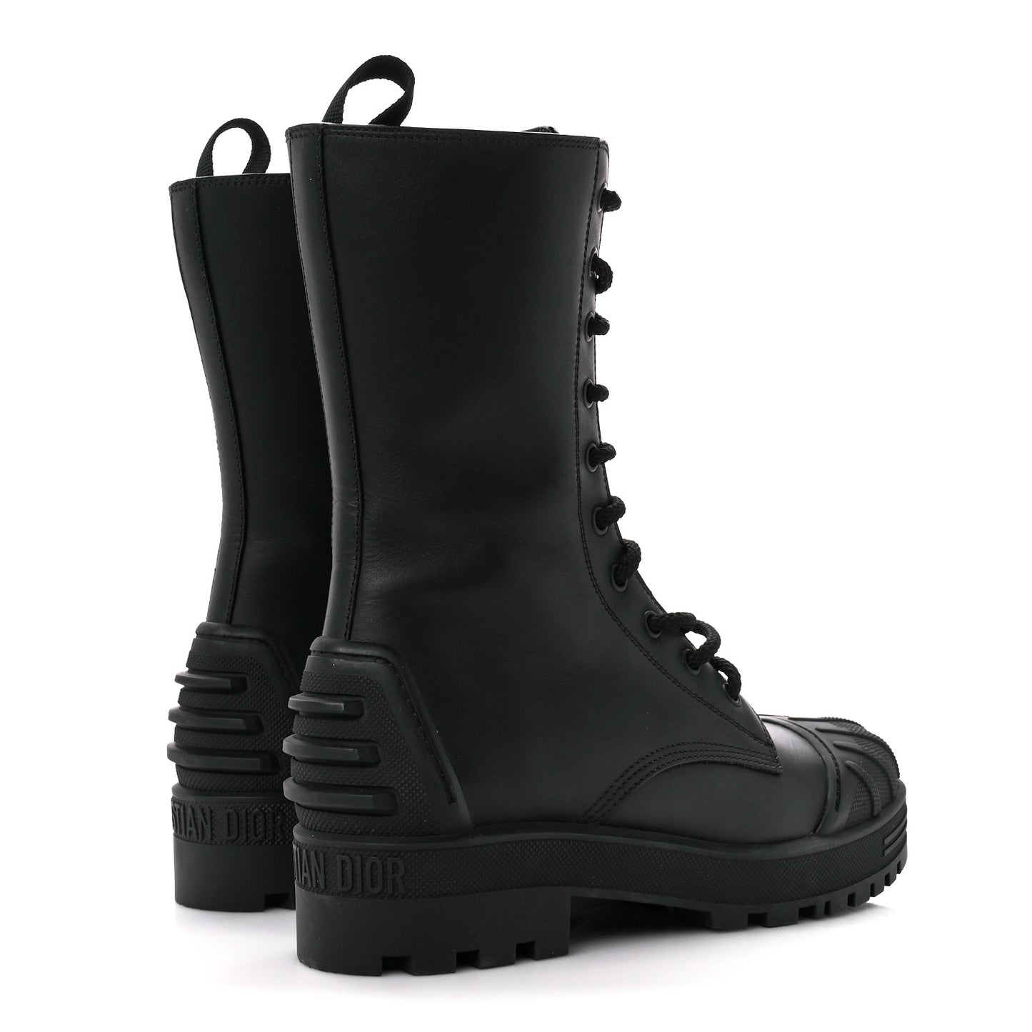 Calfskin Rubber Dioriron Boots 36 Black