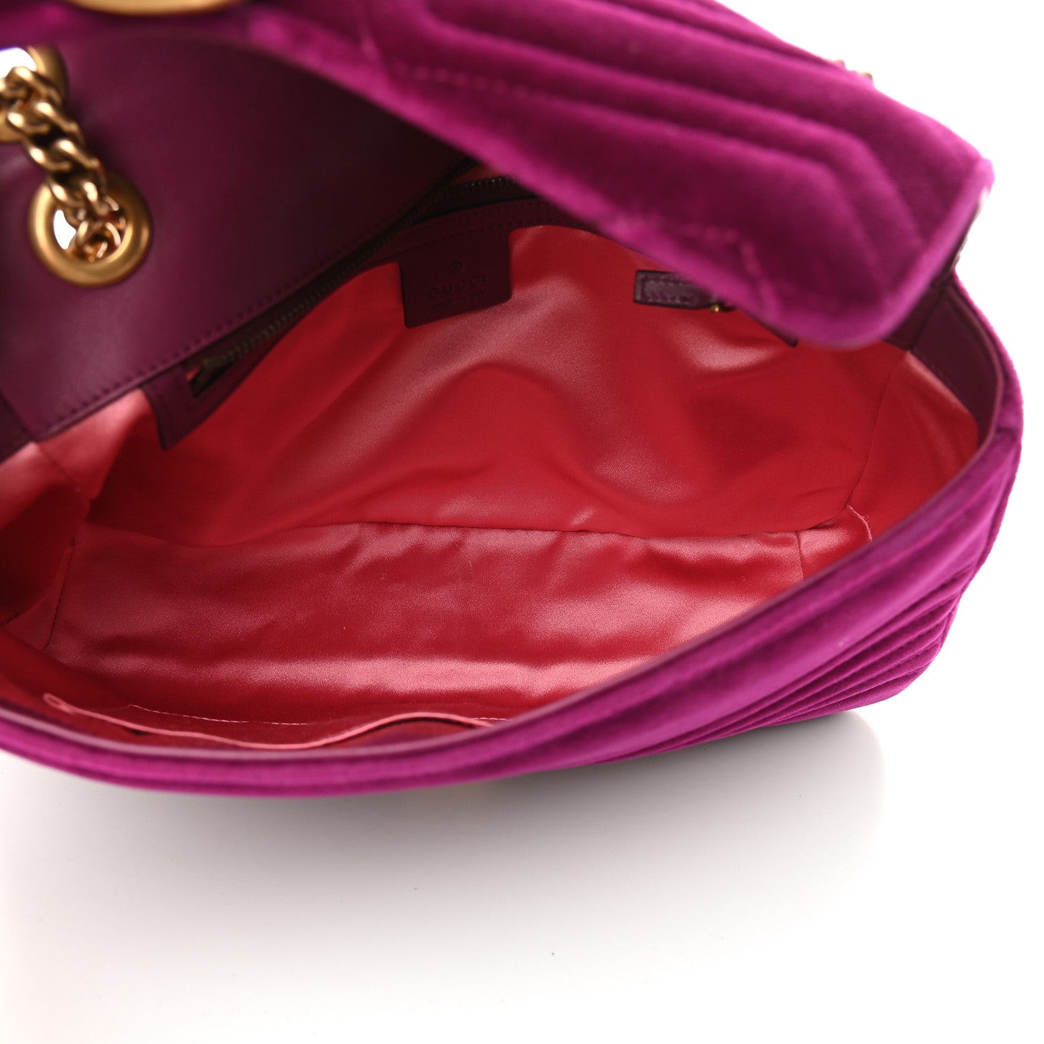 Gucci Velvet Matelasse Medium GG Marmont Shoulder Bag Fuchsia Violet Cyclamen 5 of 9