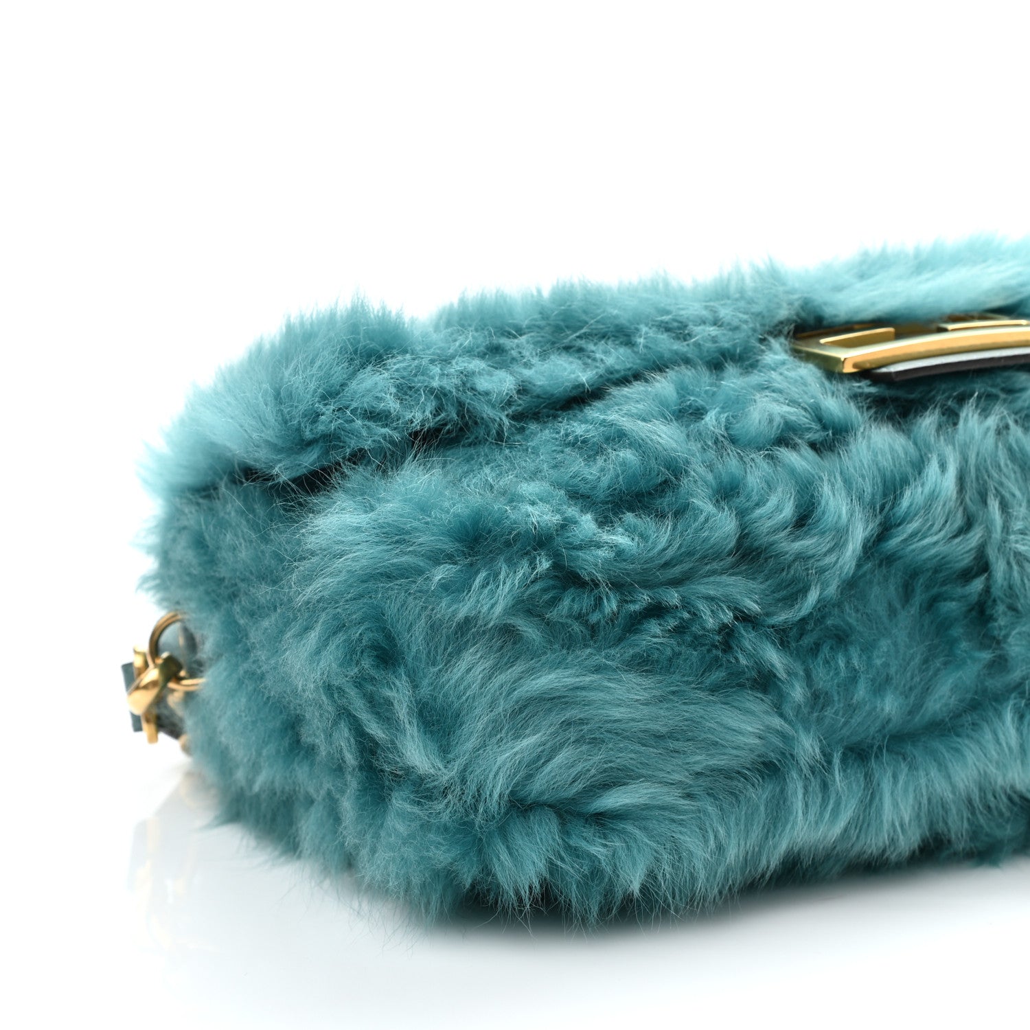 Fendi Alpaca Fur Large Baguette Blue 8 of 9