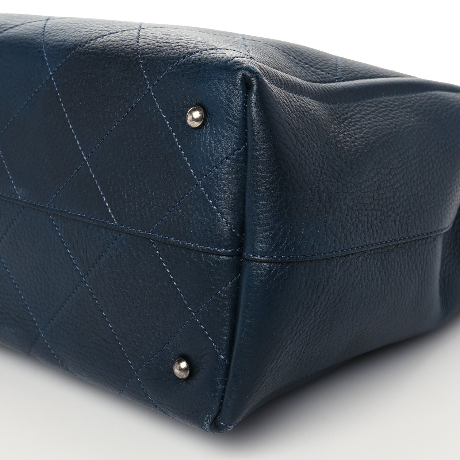 Chanel Deerskin Stitched Medium CC Shopping Tote Navy 8 of 11
