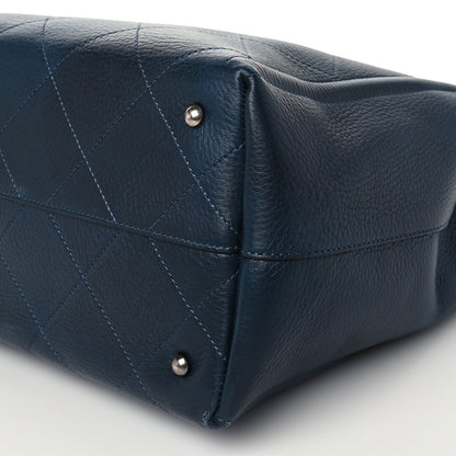 Chanel Deerskin Stitched Medium CC Shopping Tote Navy 8 of 11