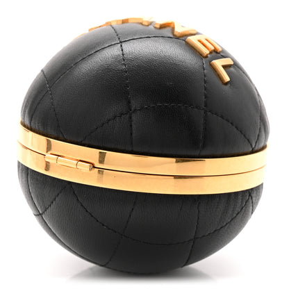 Chanel Lambskin Quilted Sphere Minaudiere Chain Clutch Black 10 of 10