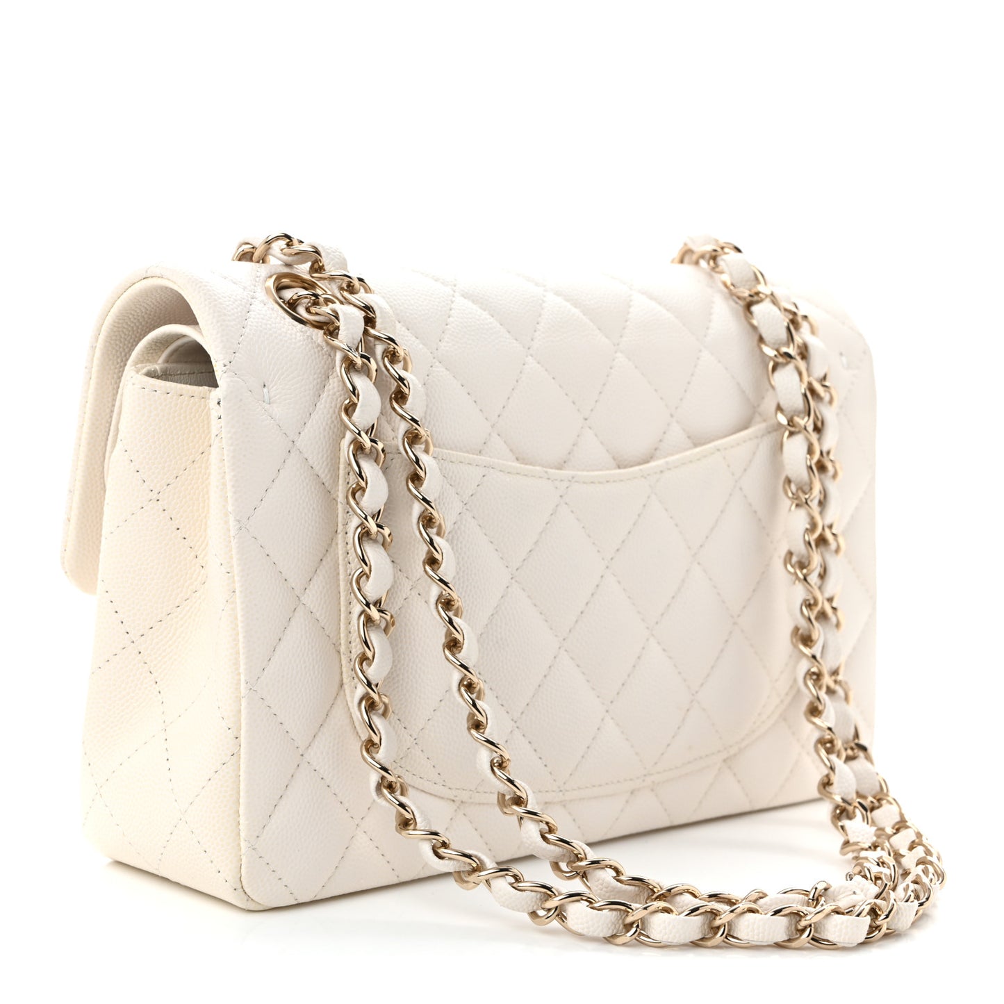 Caviar Quilted Small Double Flap White