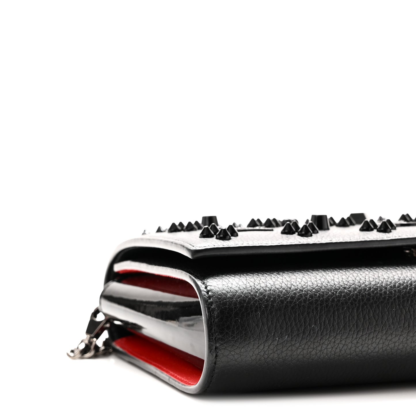 Calfskin Spikes Loubinthesky Paloma Clutch Black