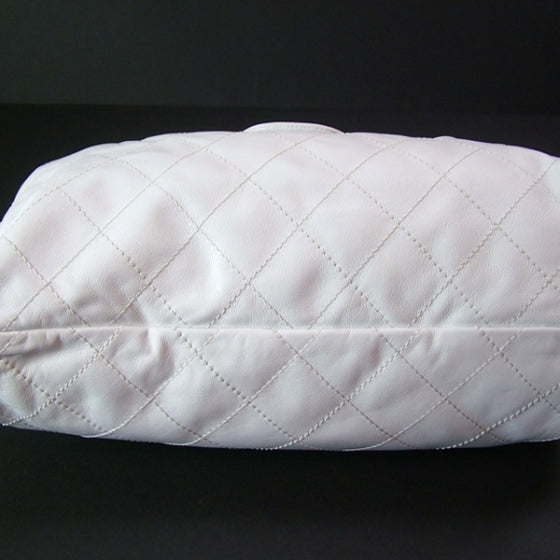Leather Quilted Flap Hobo Ivory