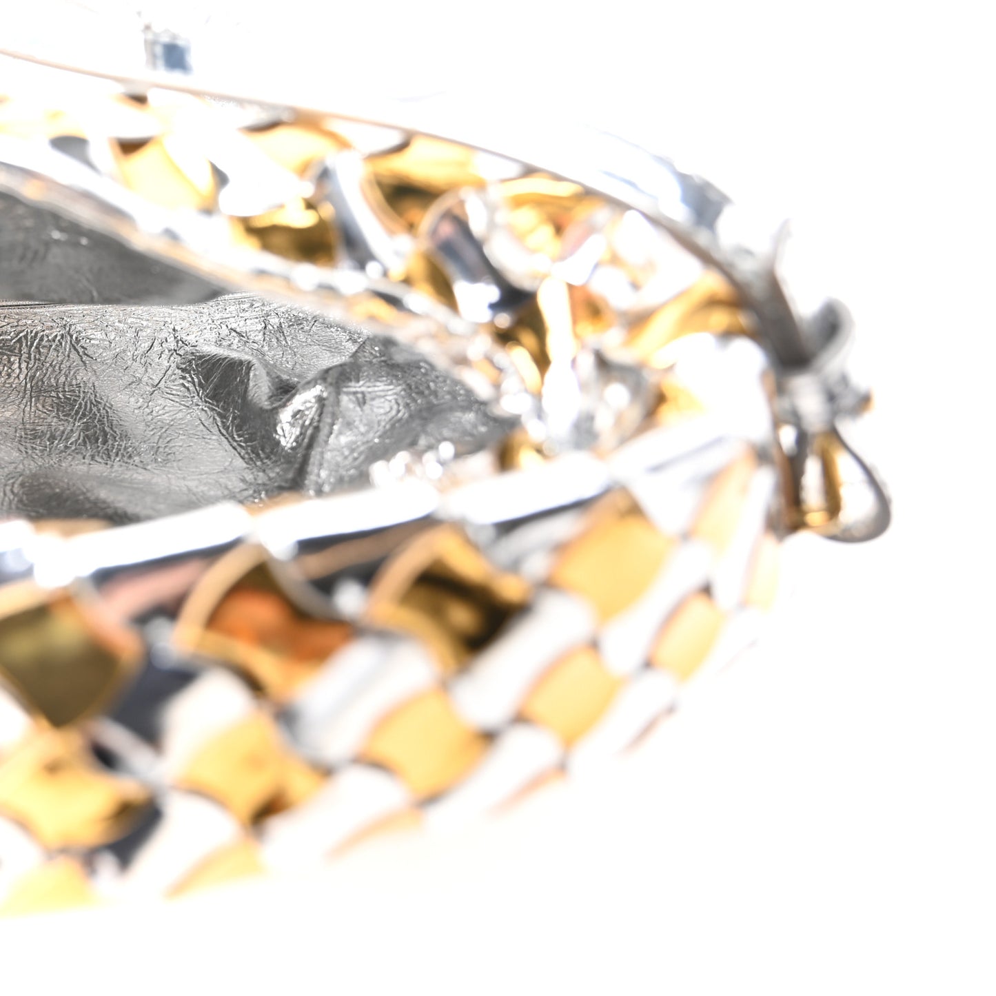 Metallic Lambskin Intrecciato Mini Hop Silver Gold
