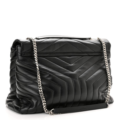 Saint Laurent Calfskin Y Quilted Monogram Large Loulou Chain Satchel Black 4 of 12
