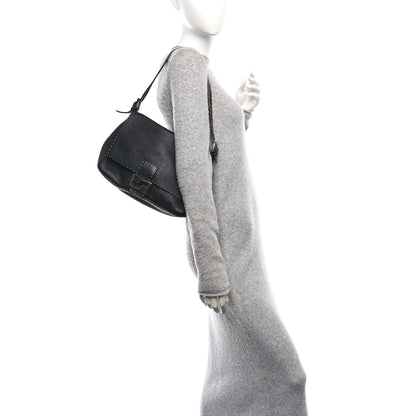 Fendi Calfskin Romano Selleria Forever Mama Baguette Black 2 of 10
