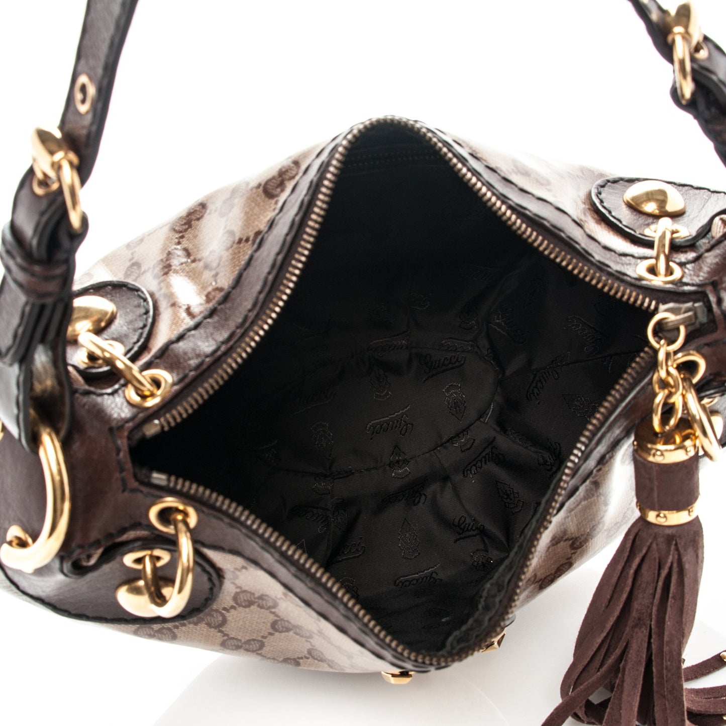 Crystal Monogram Babouska Hobo Dark Brown